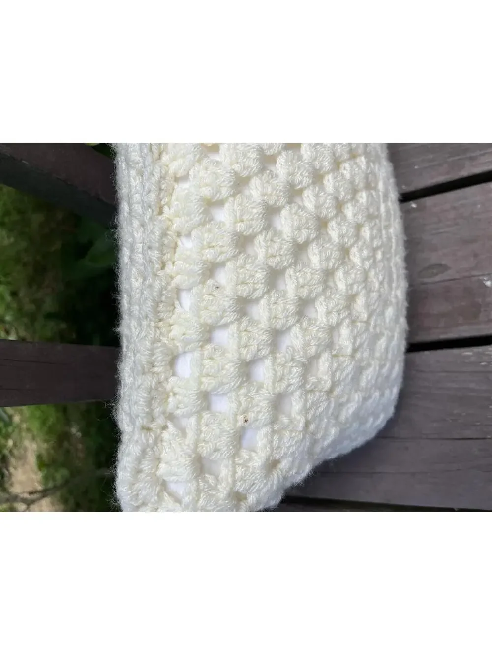 15 X 12 Rectangle Cream Crocheted Pillow With Vinyl Picture Window